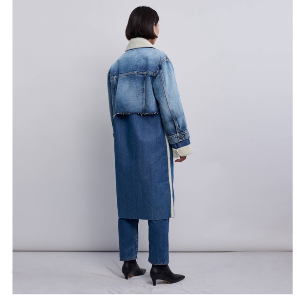 🌶️🔥RARE LEVI’s ARCTIC OVERCOAT Sherpa Denim Trench Coat #ski - Picture 2 of 6